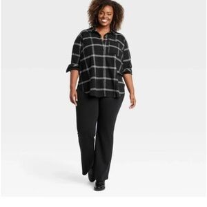 Ava Viv Black Plaid Top